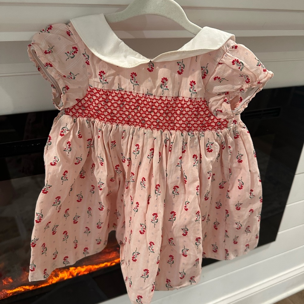Janie and Jack Pink Floral Dress with White Collar